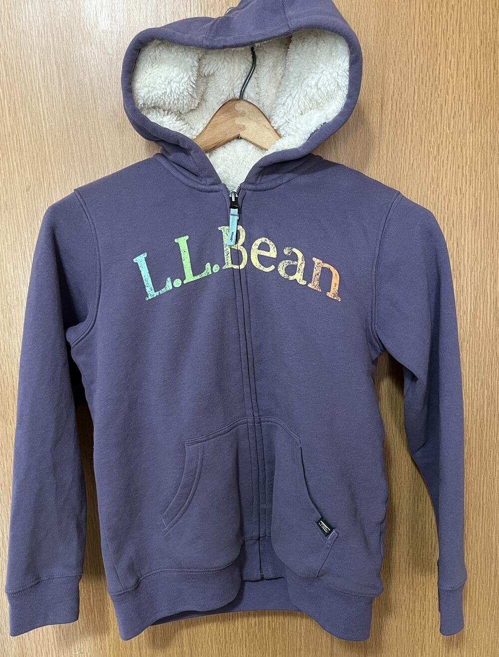 LL Bean Sherpa Fleece Hoodie Jacket Youth Medium 10-12 Full Zip